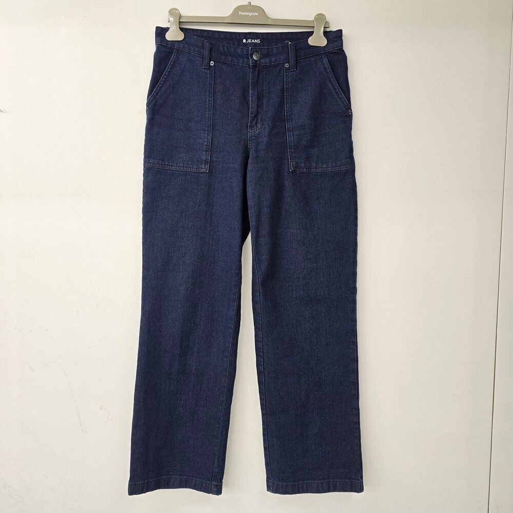 R Jeans Dark Denim Cargo Wide Leg Jeans Size 30